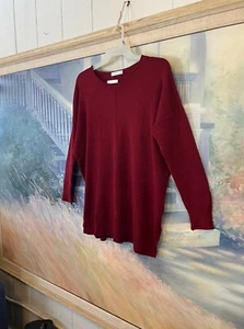 NINEXIS Loose-Fit Over Sized Tunic Long Sleeve Sweater in BurgundyNWT S/M - Picture 1 of 12