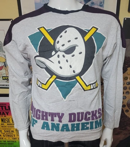 VTG 90s Anaheim Mighty Ducks Youth Large 16-18 Pullover Long Sleeve Sweatshirt Cover