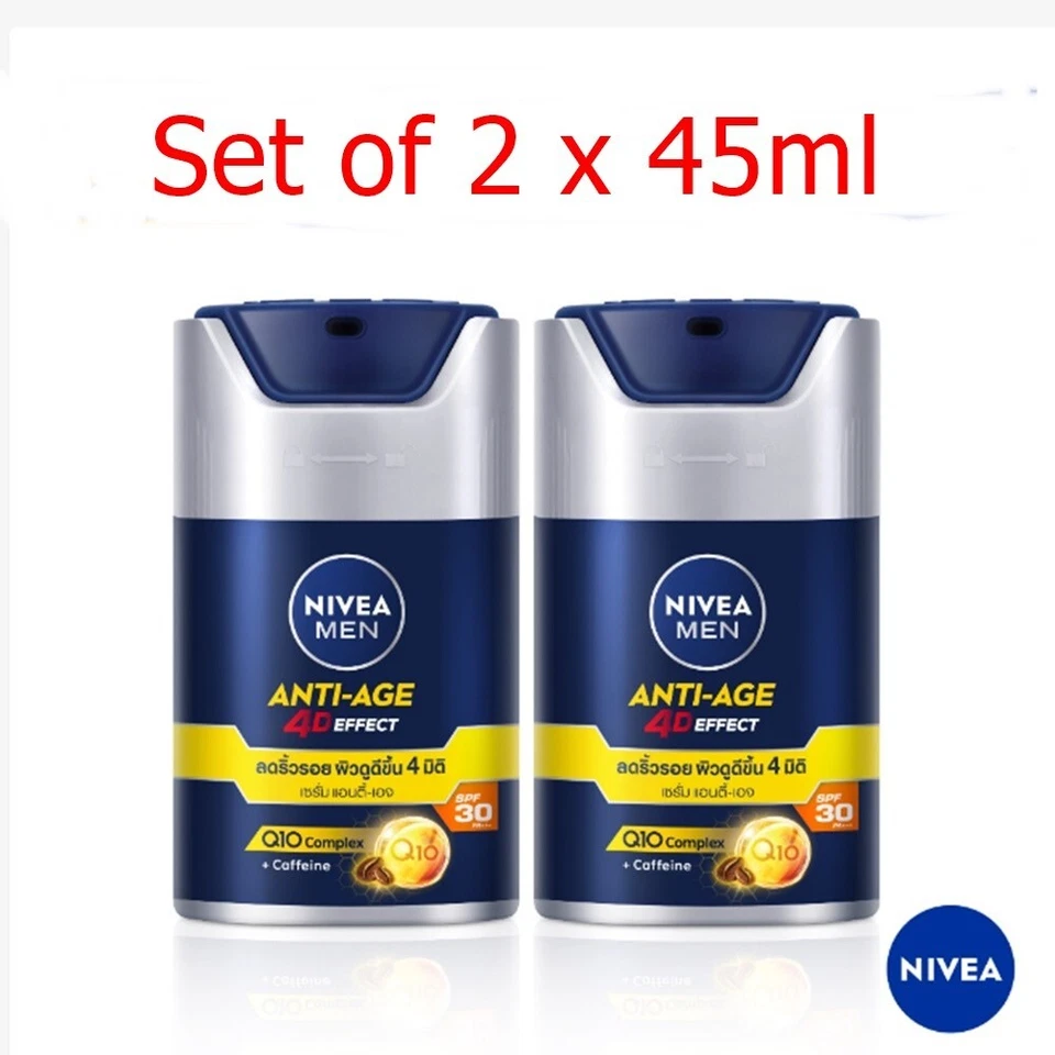 2 Pcs x45ml Nivea Men Anti-Age 4D Effect SPF30 PA+++ Facial Serum Sun Protection - Image 1 of 4