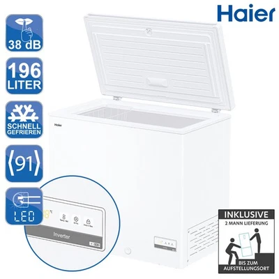 HAIER HCE200C Gefriertruhe Innenbeleuchtung 4 Rollen 1 Metallkorb Ablauf 2ML
