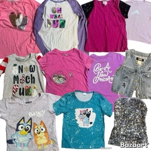 SZ 6 Girls 11 Piece Shirts Sequin, Disney, Hearts, Sloth, Unicorn, Vests, Bluey - Picture 1 of 3