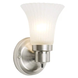 504977 Village Traditional 1 Light Indoor Dimmable Wall Sconce with Frosted Flut - Picture 1 of 5