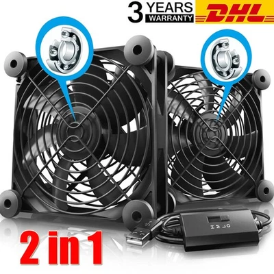 2-in-1-USB Ventilator Leise PC PC Gehäuselüfter 120mm Einstellbare Doppel Lüfter - Bild 1 von 4