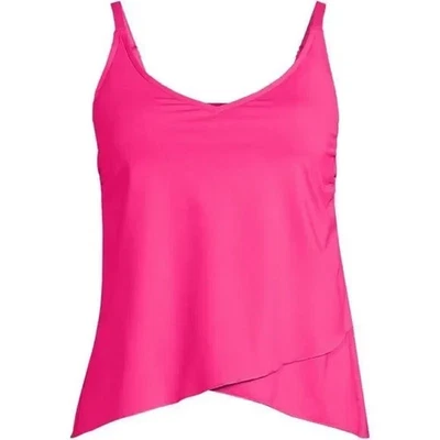 Traje de baño Tankini Lands' End cuello en V dobladillo tulipán talla 2X 20W-22W rosa prisma Foto 1 de 4