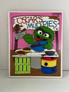 Vintage Playskool Wooden Puzzle Oscar's Mud Pies 11 Pc Oscar Grouch 315-28 - Picture 1 of 1