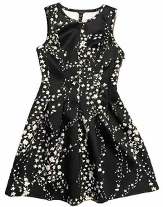 Womens 8 ANN TAYLOR Black/White Floral Cocktail Special Occasion Modern Dress - Picture 1 of 7