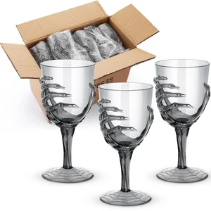 24 Pcs Halloween Skeleton Hand Goblets 12oz Clear Plastic Halloween Cups Skul... - Picture 1 of 6