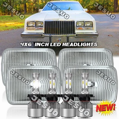 4PCS 4x6" LED Headlights Hi-Lo H4 Fit Buick Riviera 1977 1978 1979 1980-1985 DOT - Image 1 of 4