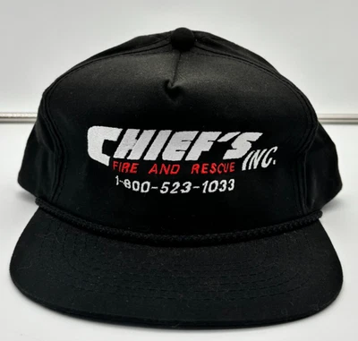 Sombrero Snapback Chief's Inc. Bomberos y Rescate Negro Años 90 De Colección Foto 1 de 4