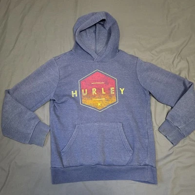Hurley 男孩套衫羊毛连帽衫 Heather 蓝色青少年尺寸 L(12-13 岁) — 第 1/4 张图片