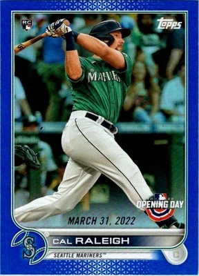 2022 Topps Opening Day #124 Cal Raleigh SP Blue Rainbow Foil RC Rookie Card - Image 1 of 2