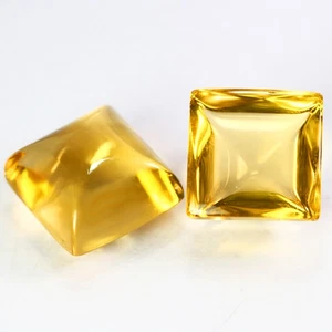 4.00 Ct [2 Pcs Pair] IF Square Sugarloaf Cut 7 MM 100% Natural Brazil CITRINE !! - Picture 1 of 5