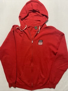 Vintage 80s Jerzees by Russell Union Pacific Red Hoodie Sweatshirt Made In USA L - Bild 1 von 10