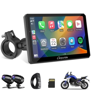 W712D Motorrad Carplay Bildschirm mit HD 1080 Dual Dash Cam, Wireless Car Play... - Bild 1 von 9
