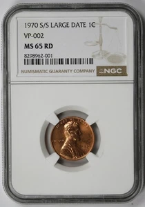 1970-S/S Large Date VP-002 Lincoln Memorial Penny 1C MS 65 RD Red NGC - Picture 1 of 4