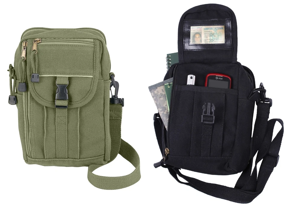 Rothco Compact Heavyweight Canvas Passport Travel Tourist Pouch Bag - OD, Black - Image 1 of 1