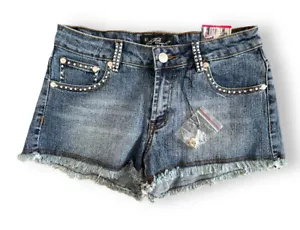Platinum Plush Junior’s Bling Glitter Blue Jean Dance Shorts Size 5 No. 8984 New - Picture 1 of 8