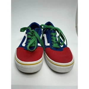 Vans Old Skool Green Red & Blue Colorblock Lace Up Canvas Sneakers Youth Size 1 - Picture 1 of 5