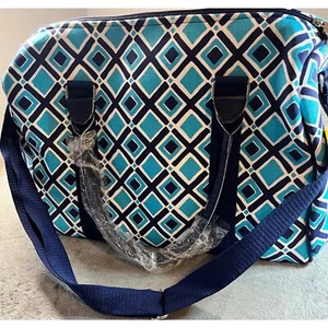 Buckhead Betties Medium Duffle Bag: "Time Square" (Navy/Turquoise) - Picture 1 of 7