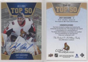 2019-20 Upper Deck Allure Top 50 Blue Auto Joey Daccord #T50-12 Rookie Auto RC