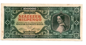 100 000 MILPENGO  VERY FINE  BANKNOTE  FROM  HUNGARY  1946   PICK-127 - Picture 1 of 2