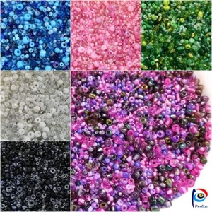 Rocailles Perlen Glas Gemischt 100g Rund Mehrfarbig und Grösse 2/3/4 mm Wahlen - Bild 1 von 9