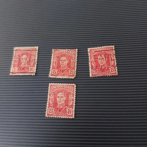 1942 King George VI 2 1/2d Red Australia Stamp-Used X 4 - Picture 1 of 2