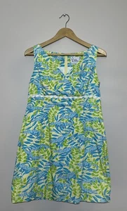 Vintage Lilly Pulitzer Dress Sleeveless V-Neck Alligator Print Blue Green Size 6 - Picture 1 of 7