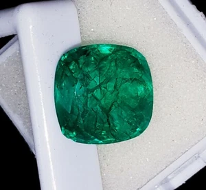 Natural Emerald Loose Gemstone Cushion Shape 7.80 Ct Certified With Free Gift - Picture 1 of 6