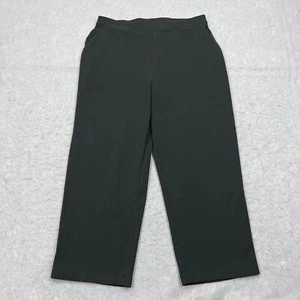 LL Bean Perfect Fit Pants Women's Large Black Jersey Knit Straight-Leg Crop - Picture 1 of 14