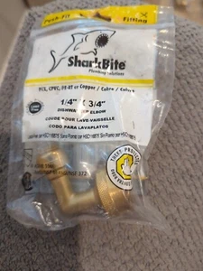 SharkBite U2276LFA Dishwasher Elbow 1/4-Inch x 3/4-Inch PEX, CPVC, PE-RT, Copper - Picture 1 of 2