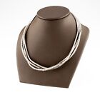 Ed Aguilar Sterling Silver Three Strand Heishi Bead Necklace 26.5" Long