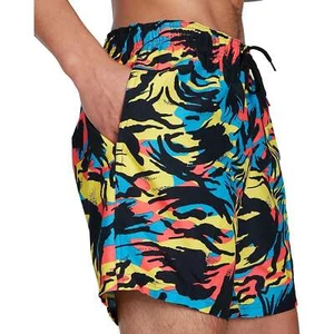 Speedo Leisure Mens Swim Shorts Black Printed 16 Inch Swimming Adjustable Short - Picture 1 of 4