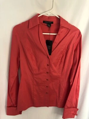 Nuevo con etiquetas Etcetera Salmón Rosa Blusa Camisa Algodón Spandex Cinturón Talla 4 S Foto 1 de 4