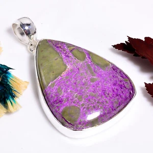 Atlantisit Edelstein Handarbeit Schmuck. 925 Silber plattiert Anhänger 2" GSR-10813 - Bild 1 von 2
