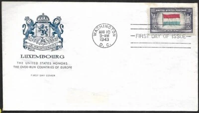 1943 LUXEMBOURG FLAG Overrun Country Engraved Farnam Cachet FDC Unaddressed - Image 1 of 4