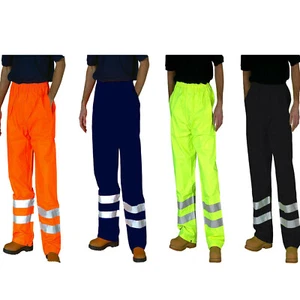 Hi-Viz Vis Rain Over Waterproof Hi Visibility Safety Pants Trousers Bottoms Mens - Picture 1 of 7