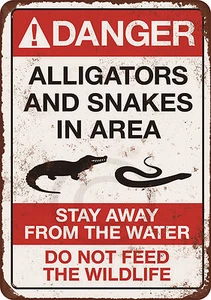 Danger Alligators and Snakes Vintage Reproduction metal sign 8 x 12 - Picture 1 of 1