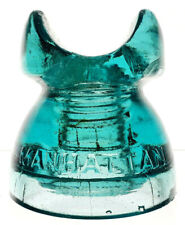 CD 256 Light Blue MANHATTAN Antique Glass Telegraph Insulator CABLE STYLE! G2