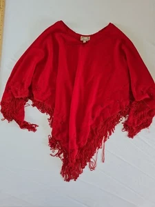 Damen Poncho Kushi Free Size Rüschen Rot 10861 - Bild 1 von 9