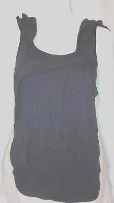 GENERRA черный многоуровневый оборкой крышка рукав круглый вырез легкий блузка размер XS - Изображение 1 из 4