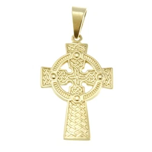 9ct gold Celtic Cross pendant charm with jewellery presentation box - Picture 1 of 5