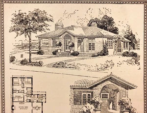 1925 American Face Brick Assoc Vintage Print Ad Six Room House Drawings Bungalow - Bild 1 von 2