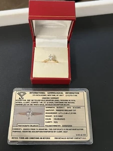 Estate 14k Solid Yellow Gold 0.32 ct Marquise Cut Diamond Ring ( s 4.5) ( 1.9g ) - Picture 1 of 11