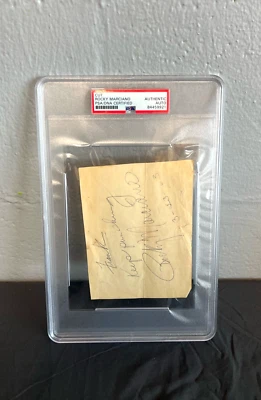 ROCKY MARCIANO Firmado Corte Insc Keep Punching Fecha 1963 Certificado PSA/DNA Automático Foto 1 de 4