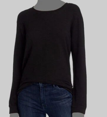 $120 Monrow Mujer Negro Manga Larga Cuello Redondo Sudadera Suéter Talla XL Foto 1 de 4