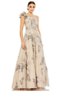 Mac Duggal One Shoulder Rhinestone Sequins Formal Ball Gown Maxi Dress Sz 16 NWT - Picture 1 of 10