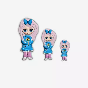 Kawaii Chibi Girl Cut to Shape Vinyl Sticker Set of 3 Cute Cartoon Laptop Car - Picture 1 of 7