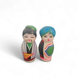 2 x Chinese Huishan Miniature Wuxi Clay Dolls Figurines Folk Art 1960s - Bild 1 von 4