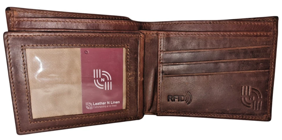 Men's Premium Cow Grain Leather Tri Fold Handmade Wallet, Color: Brown,  GW106 - Image 1 of 4